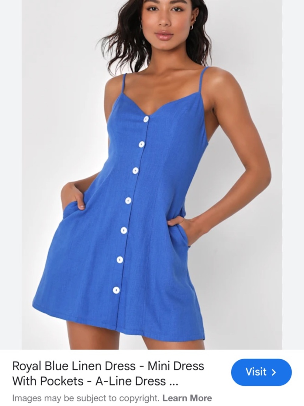 Lulus Royal Blue Button-Front Mini Dress